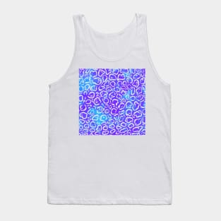 Blue and Purple Watercolor wild cat pattern Tank Top